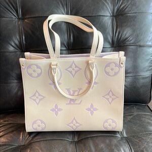 Louis Vuitton Cream and Purple Monogram Tote